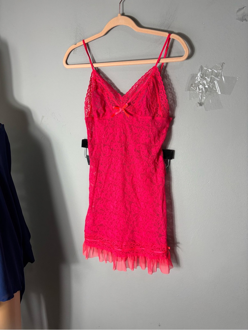 Victoria's Secret Women's XL  Nightgown Pink Sheer Lace Chemise Babydoll